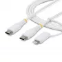 StarTech.com 2 m (6 pėd.) 2-in-1 patikimas USB-C įkrovimo laidas su „Lightning“ adapteriu, 30 W / 60 W (3 A), „Apple MFi“ sertifikuotas, pintas USB C įkroviklio laidas, skirtas „iPhone“ / „iPad“ / „Android“