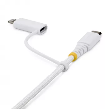 StarTech.com 2 m (6 pėd.) 2-in-1 patikimas USB-C įkrovimo laidas su „Lightning“ adapteriu, 30 W / 60 W (3 A), „Apple MFi“ sertifikuotas, pintas USB C įkroviklio laidas, skirtas „iPhone“ / „iPad“ / „Android“