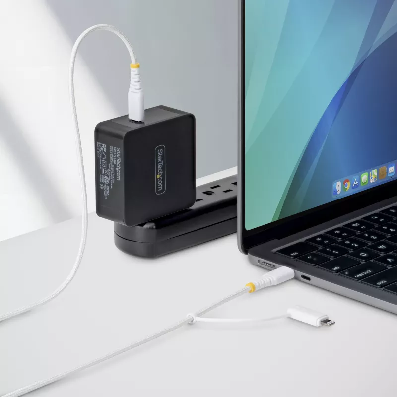 StarTech.com 2 m (6 pėd.) 2-in-1 patikimas USB-C įkrovimo laidas su „Lightning“ adapteriu, 30 W / 60 W (3 A), „Apple MFi“ sertifikuotas, pintas USB C įkroviklio laidas, skirtas „iPhone“ / „iPad“ / „Android“