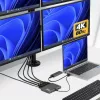 “StarTech.com” USB-C į keturis monitorius darbo stoties adapteris, 4K 60Hz DisplayPort, 140W maitinimo pralaidumas nešiojamam kompiuteriui įkrauti, USB prievadas belaidei klaviatūrai / pelei, TAA