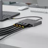 “StarTech.com” USB-C į keturis monitorius darbo stoties adapteris, 4K 60Hz DisplayPort, 140W maitinimo pralaidumas nešiojamam kompiuteriui įkrauti, USB prievadas belaidei klaviatūrai / pelei, TAA