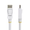StarTech.com 6ft (1.8m) White VESA Certified DisplayPort 1.2 kabelis, 4K 60Hz, 21.6Gbps, Latching DP Connectors, DP 1.2 DisplayPort kabelis, DP Monitor Cord, M/M