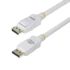 StarTech.com 6ft (1.8m) White VESA Certified DisplayPort 1.2 kabelis, 4K 60Hz, 21.6Gbps, Latching DP Connectors, DP 1.2 DisplayPort kabelis, DP Monitor Cord, M/M