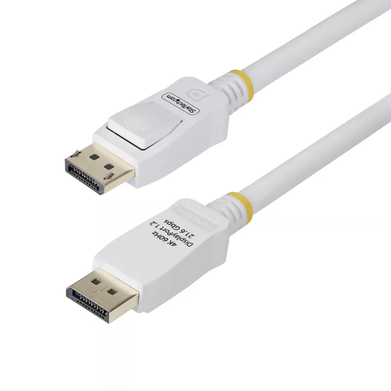 StarTech.com 6ft (1.8m) White VESA Certified DisplayPort 1.2 kabelis, 4K 60Hz, 21.6Gbps, Latching DP Connectors, DP 1.2 DisplayPort kabelis, DP Monitor Cord, M/M