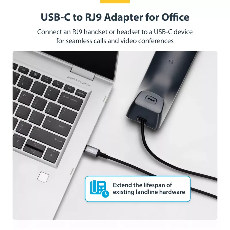 StarTech.com UR9-HEADSET-ADAPTER jungčių adapteris USB-C RJ-9 Juoda