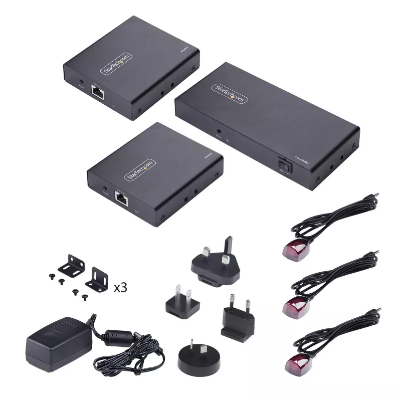 StarTech.com 2 prievadų HDMI ilgintuvas ir skirstytuvas per CAT6, 4K 60Hz, iki 230 pėdų (70 m), 1x2 HDMI per Ethernet paskirstymo rinkinys su IR ir maitinimu per kabelį