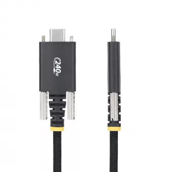 StarTech.com 3 m USB-C įkrovimo kabelis, patvarus ir itin lankstus, su šoniniais fiksavimo varžtais, 240 W (5 A) PD EPR, USB 2.0 nešiojamojo kompiuterio įkroviklio kabelis, USB-IF sertifikuotas, tvirtas USB-C įkrovimo laidas