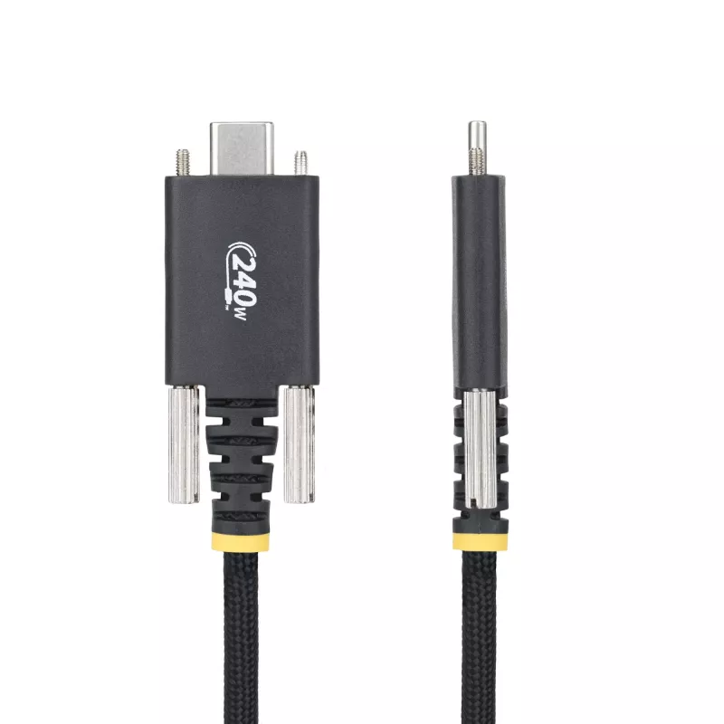 StarTech.com 3 m USB-C įkrovimo kabelis, patvarus ir itin lankstus, su šoniniais fiksavimo varžtais, 240 W (5 A) PD EPR, USB 2.0 nešiojamojo kompiuterio įkroviklio kabelis, USB-IF sertifikuotas, tvirtas USB-C įkrovimo laidas