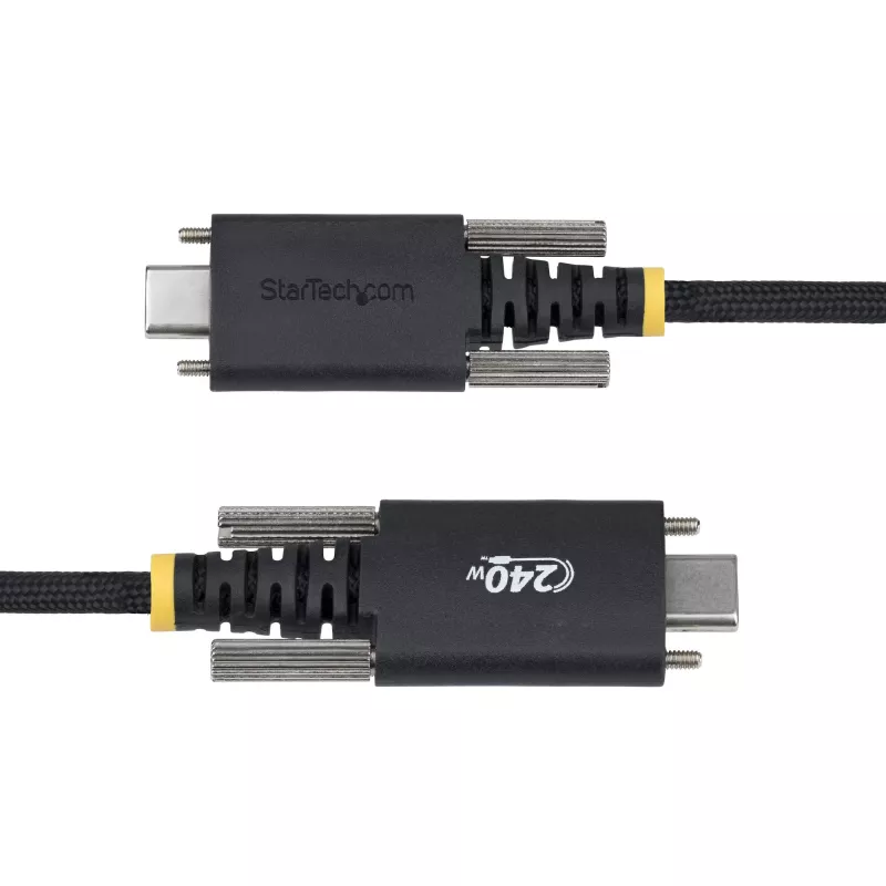 StarTech.com 3 m USB-C įkrovimo kabelis, patvarus ir itin lankstus, su šoniniais fiksavimo varžtais, 240 W (5 A) PD EPR, USB 2.0 nešiojamojo kompiuterio įkroviklio kabelis, USB-IF sertifikuotas, tvirtas USB-C įkrovimo laidas