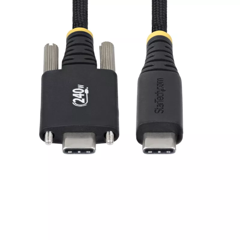 StarTech.com 3 m USB-C įkrovimo kabelis, patvarus ir itin lankstus, su šoniniais fiksavimo varžtais, 240 W (5 A) PD EPR, USB 2.0 nešiojamojo kompiuterio įkroviklio kabelis, USB-IF sertifikuotas, tvirtas USB-C įkrovimo laidas