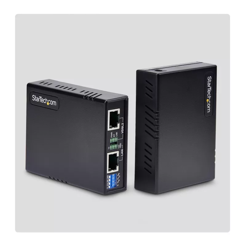 StarTech.com VDSL2 eterneto plėtiklio rinkinys per vieną porą laidų, iki 0,6 mylios (1 km) ilgo nuotolio LAN kartotuvas per telefono liniją/CAT5e/CAT6, iki 300 Mbps, pakeičia 110VDSLEXTEU – TAA