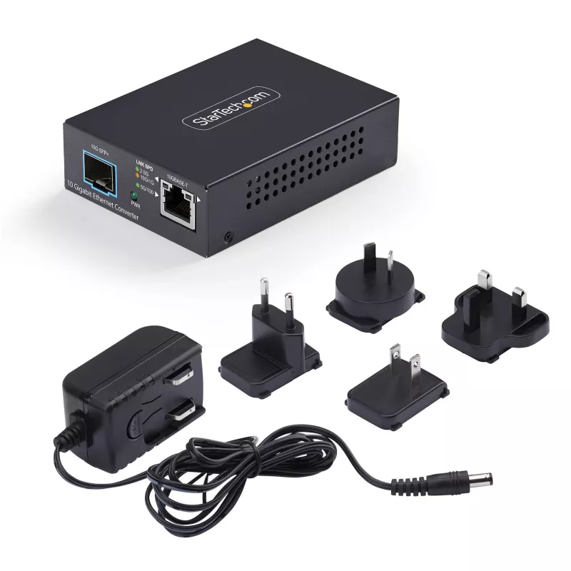 StarTech.com 10GbE Daugiagigabitis Atviro SFP+ Skaidulinis Medijų Keitiklis, 10G/5G/2,5G/1G/100M, Varinis į 10GBASE-X SFP+, Vienmodis, Daugiamodis, 16K Jumbo kadrai, TAA