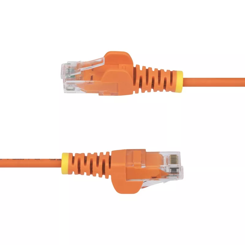 StarTech.com 1,5 m oranžinis plonas CAT6 eterneto kabelis, neužkabinamas, 100W PoE, UTP, LSZH, 28AWG gryno vario gyslos, plonas RJ45 tinklo komutacinis kabelis su įtempimo sumažinimais, individualiai testuotas