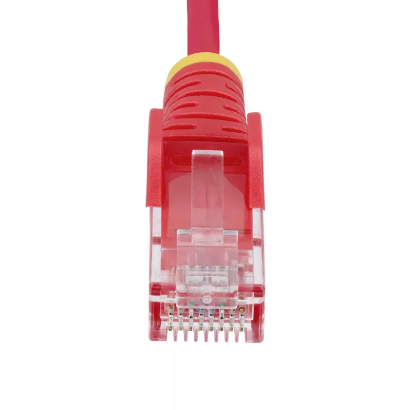 StarTech.com 1 m raudonas plonas CAT6 eterneto kabelis, be užsikabinimų, 100 W PoE, UTP, LSZH, 28 AWG gryno vario varinis laidas, plonas RJ45 tinklo pataisymo laidas su įtempimo sumažinimais, individualiai išbandytas