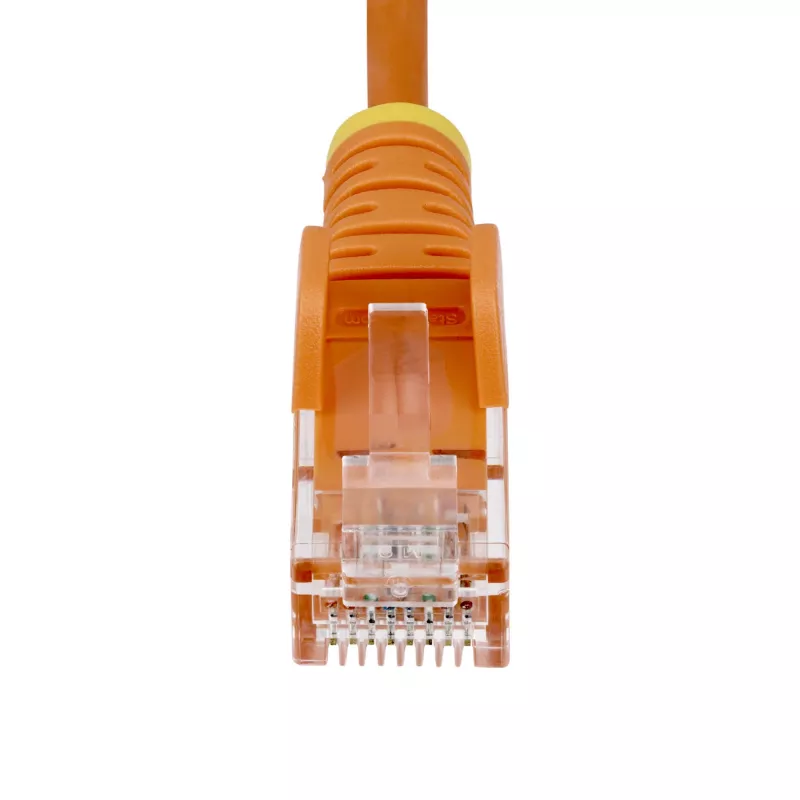 StarTech.com 1 m oranžinis plonas CAT6 eterneto kabelis, neužkabinami, 100 W PoE, UTP, LSZH, 28AWG gryno vario gijos, plonas RJ45 tinklo komutacinis kabelis su įtempimo sumažinimais, individualiai tikrintas