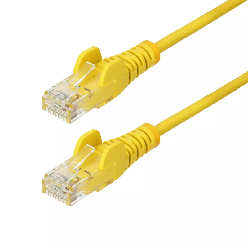 StarTech.com 3m geltonas plonas CAT6 eterneto kabelis, be užkliuvimų, 100W PoE, UTP, LSZH, 28AWG gryno vario gyslos, plonas RJ45 tinklo komutacinis kabelis su įtempimo mažinimo elementais, individualiai testuotas