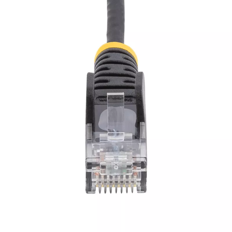 StarTech.com 5 m juodas plonas CAT6 eterneto kabelis, be užkliūvančių dalių, 100 W PoE, UTP, LSZH, 28AWG gryno vario viela, plonas RJ45 tinklo komutacinis kabelis su įtempimo sumažinimais, individualiai tikrintas