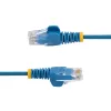 StarTech.com 15 m mėlynas plonas CAT6 Ethernet kabelis, neužkabinami kištukai, 100W PoE, UTP, LSZH, 28AWG gryno vario gijos, plonas RJ45 tinklo kabelis su įtempimo sumažinimais, individualiai testuotas