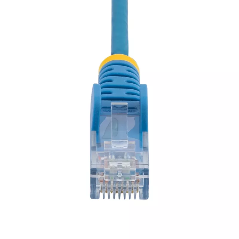 StarTech.com 15 m mėlynas plonas CAT6 Ethernet kabelis, neužkabinami kištukai, 100W PoE, UTP, LSZH, 28AWG gryno vario gijos, plonas RJ45 tinklo kabelis su įtempimo sumažinimais, individualiai testuotas