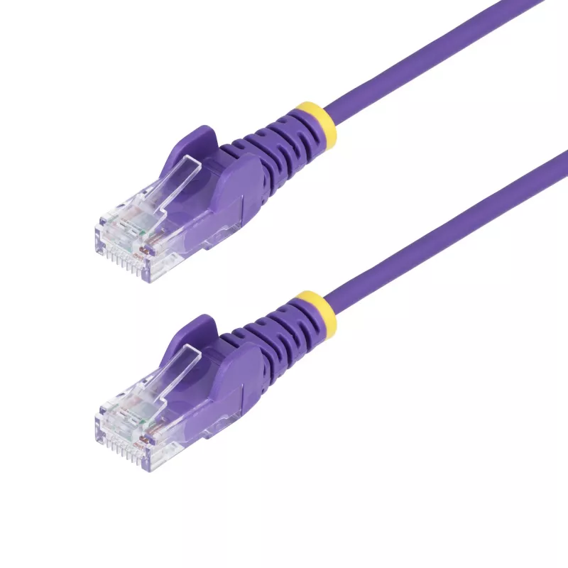 StarTech.com 15 m violetinis plonas CAT6 eterneto kabelis, nesikabinantis, 100 W PoE, UTP, LSZH, 28AWG gryno vario laidas, plonas RJ45 tinklo komutacinis kabelis su įtempimo sumažinimais, atskirai testuotas