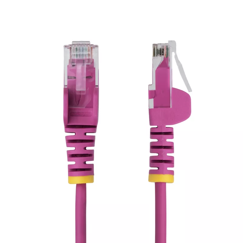 StarTech.com 15 m rausvas plonas CAT6 Ethernet laidas, nesikabinantis, 100 W PoE, UTP, LSZH, 28AWG gryno vario gysla, plonas RJ45 tinklo komutacinis kabelis su įtempimo sumažinimais, individualiai tikrintas