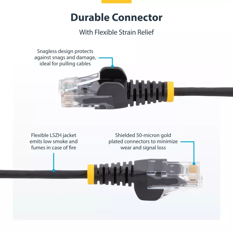 StarTech.com 15 m rausvas plonas CAT6 Ethernet laidas, nesikabinantis, 100 W PoE, UTP, LSZH, 28AWG gryno vario gysla, plonas RJ45 tinklo komutacinis kabelis su įtempimo sumažinimais, individualiai tikrintas
