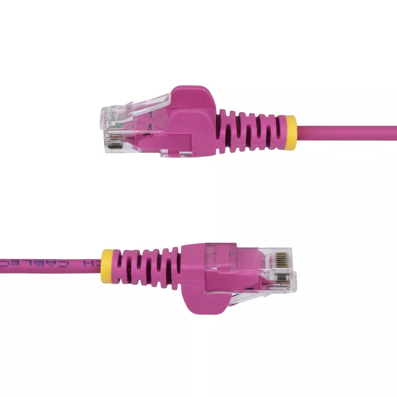StarTech.com 5m Plonas Rožinis CAT6 Ethernet laidas, be užkliuvimų, 100W PoE, UTP, LSZH, 28AWG gryno vario gijos, plonas RJ45 tinklo komutacinis kabelis su įtempimo sumažinimais, individualiai testuotas