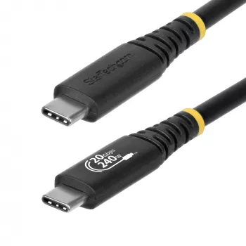 StarTech.com 2 m (6 pėd.) USB4 laidas, 20 Gbps, USB-IF sertifikuotas USB-C laidas, 240 W PD EPR, 4K 120 Hz DP 1.4, TPE apvalkalas, juodas USB-C laidas