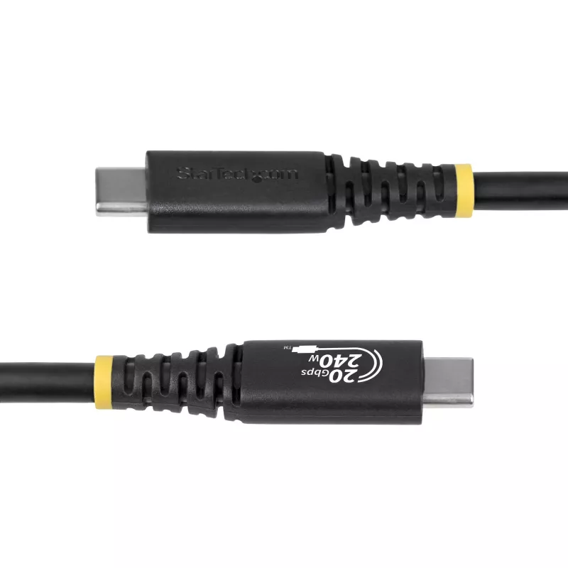 StarTech.com 2 m (6 pėd.) USB4 laidas, 20 Gbps, USB-IF sertifikuotas USB-C laidas, 240 W PD EPR, 4K 120 Hz DP 1.4, TPE apvalkalas, juodas USB-C laidas