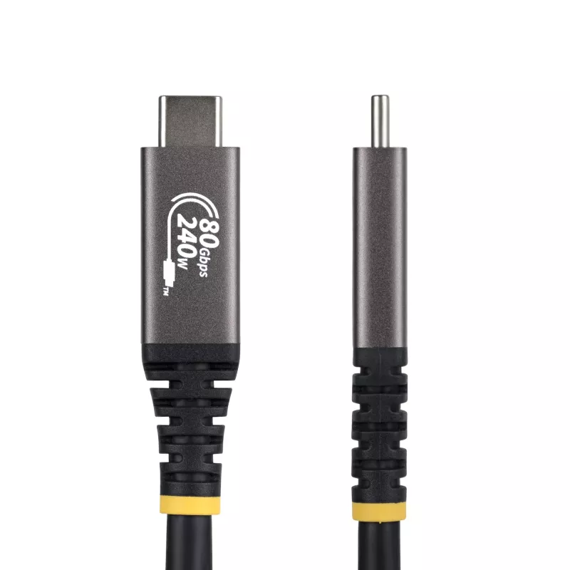 StarTech.com 50 cm (1,6 pėd.) USB4 laidas, 80 Gbps, USB-IF sertifikuotas USB-C laidas, 240 W PD, 8K 120 Hz / 4K 240 Hz DP2.1 DP80, TPE apvalkalas, suderinamas su Thunderbolt 4 – juodas USB-C laidas