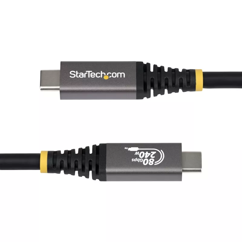 StarTech.com 1 m (3 pėdų) USB4 laidas, 80 Gbps, USB-IF sertifikuotas USB-C laidas, 240 W PD, 8K 120 Hz/4K 240 Hz DP2.1 DP80, TPE apvalkalas, suderinamas su Thunderbolt 4 - juodas USB-C laidas
