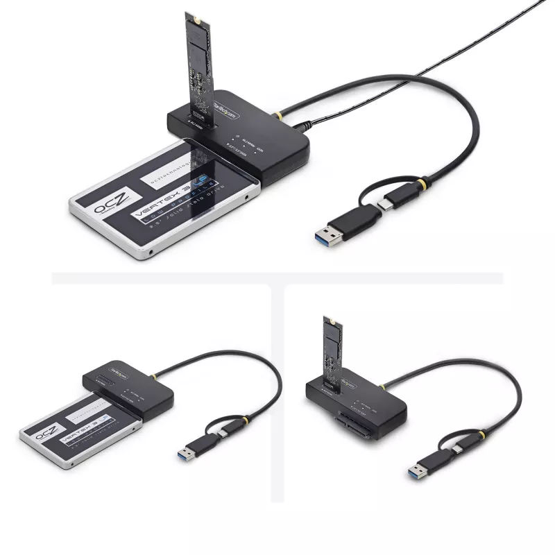 StarTech.com USB-C/USB-A į M.2 NVMe ir 2,5 col./3,5 col. SATA adapteris, 10 Gbps, berankis išorinis SSD kietojo disko skaitytuvas, B+M/M-Key