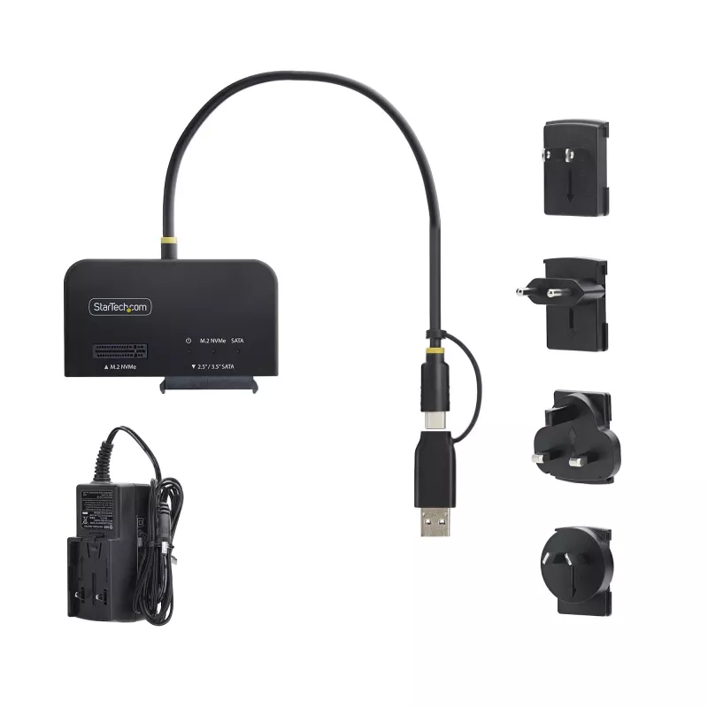StarTech.com USB-C/USB-A į M.2 NVMe ir 2,5 col./3,5 col. SATA adapteris, 10 Gbps, berankis išorinis SSD kietojo disko skaitytuvas, B+M/M-Key