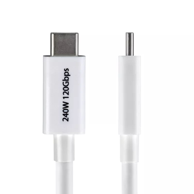 StarTech.com 2,6 pėd. (80 cm) „Thunderbolt 5“ laidas, 80 Gbps / iki 120 Gbps, 240 W PD, 8K 60 Hz, sertifikuotas „Thunderbolt“ laidas, suderinamas su „Thunderbolt 4“ / USB4 / USB-C – baltas