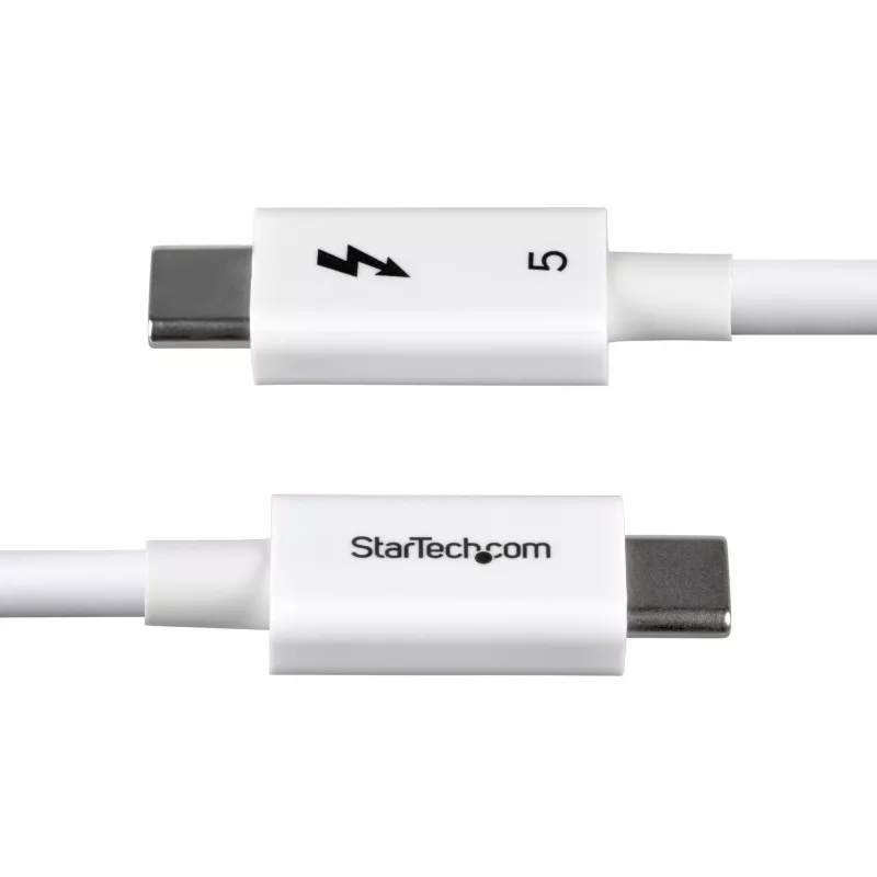 StarTech.com 2,6 pėd. (80 cm) „Thunderbolt 5“ laidas, 80 Gbps / iki 120 Gbps, 240 W PD, 8K 60 Hz, sertifikuotas „Thunderbolt“ laidas, suderinamas su „Thunderbolt 4“ / USB4 / USB-C – baltas