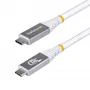 StarTech.com 1,5 m (5 pėd.) USB4 laidas, 80 Gb/s, USB-IF sertifikuotas USB-C laidas, 240 W PD, 8K 120 Hz / 4K 240 Hz DP2.1 DP80, TPE apvalkalas, suderinamas su Thunderbolt 4 – baltas USB-C laidas