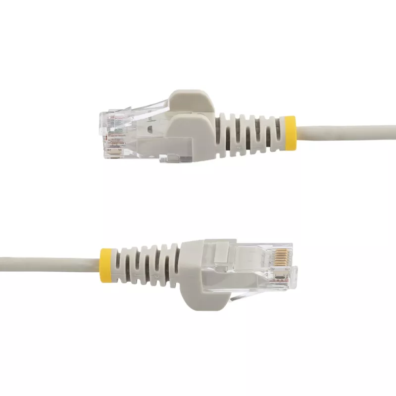 StarTech.com 25 cm pilkas plonas CAT6 eterneto kabelis, be užkliuvimų, 100W PoE, UTP, LSZH, 28AWG gryno vario gija, plonas RJ45 tinklo komutacinis kabelis su įtempimo sumažinimais, individualiai testuotas