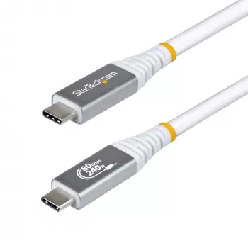 StarTech.com 1 m USB4 laidas, 80 Gbps, USB-IF sertifikuotas USB-C laidas, 240 W PD, 8K 120 Hz / 4K 240 Hz DP2.1 DP80, TPE apvalkalas, suderinamas su Thunderbolt 4 – baltas USB-C laidas