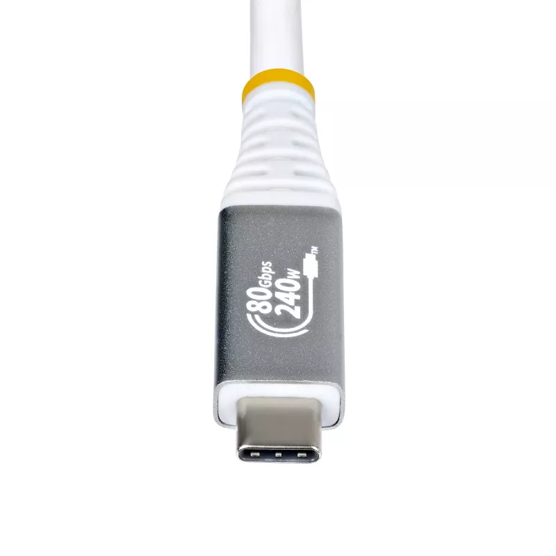 StarTech.com 1 m USB4 laidas, 80 Gbps, USB-IF sertifikuotas USB-C laidas, 240 W PD, 8K 120 Hz / 4K 240 Hz DP2.1 DP80, TPE apvalkalas, suderinamas su Thunderbolt 4 – baltas USB-C laidas
