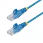 StarTech.com 25 cm mėlynas plonas CAT6 eterneto kabelis, be užkabinimų, 100 W PoE, UTP, LSZH, 28AWG gryno pliko vario laidas, plonas RJ45 tinklo komutacinis kabelis su įtempimo sumažinimais, individualiai išbandytas