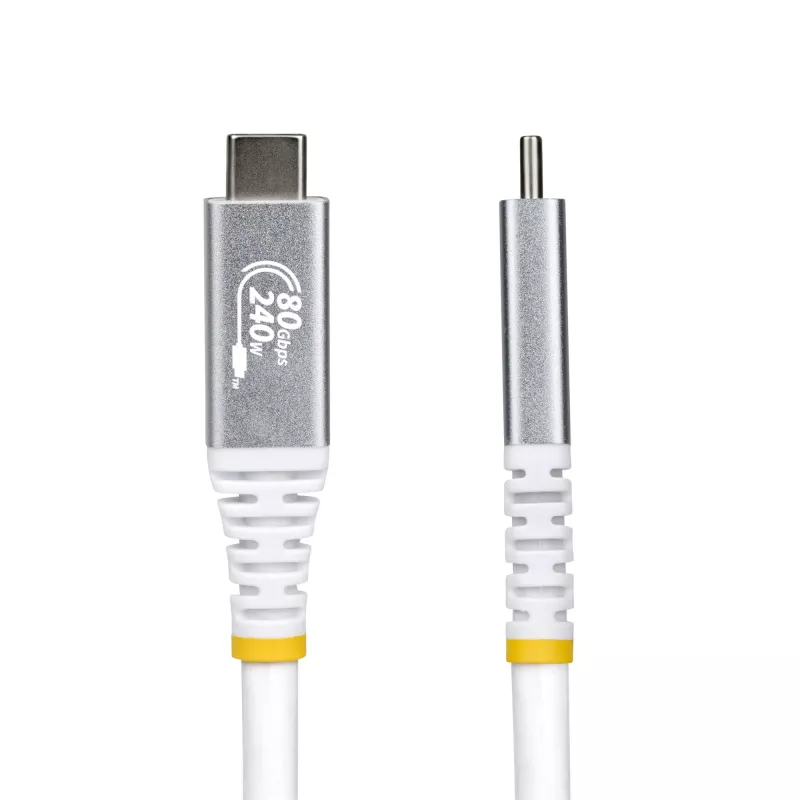 StarTech.com 50 cm (1,6 pėd.) USB4 kabelis, 80 Gbps, USB-IF sertifikuotas USB-C kabelis, 240 W PD, 8K 120 Hz / 4K 240 Hz DP2.1 DP80, TPE apvalkalas, suderinamas su Thunderbolt 4 – baltas USB-C laidas