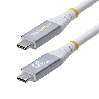 StarTech.com 3m (10 pėd.) USB4 kabelis, 20 Gbps, USB-IF sertifikuotas USB-C laidas, 60 W PD, 4K 120 Hz DP 1.4, TPE apvalkalas, baltas USB-C laidas