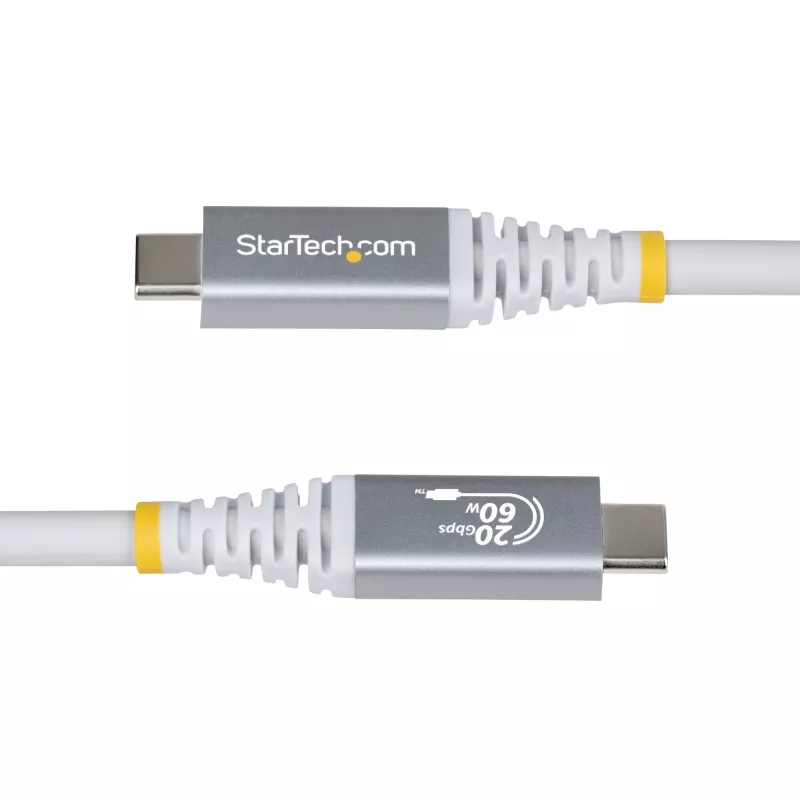 StarTech.com 3m (10 pėd.) USB4 kabelis, 20 Gbps, USB-IF sertifikuotas USB-C laidas, 60 W PD, 4K 120 Hz DP 1.4, TPE apvalkalas, baltas USB-C laidas