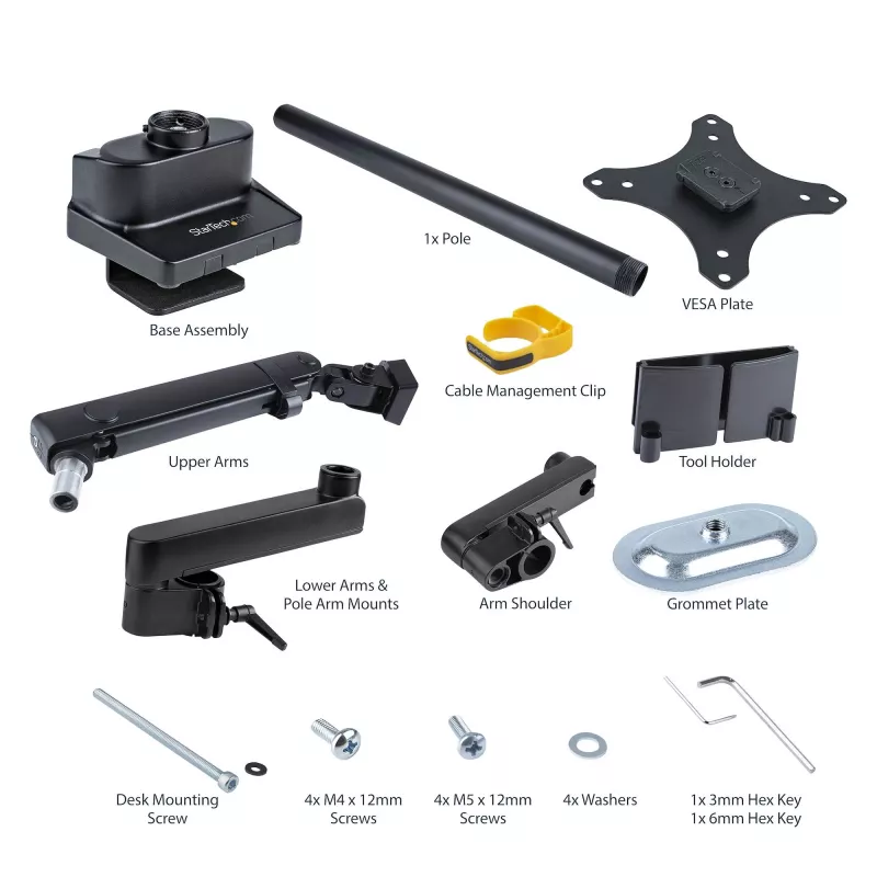 StarTech.com stalinis monitoriaus laikiklis, skirtas iki 40 colių ekranui / 17,6 svaro (8 kg), mechaninė spyruoklinė svirtis, C formos spaustuvas / įvorė, montavimas iš viršaus, nereikalaujantis įrankių reguliavimas