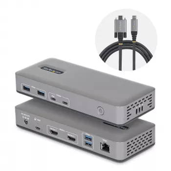 StarTech.com Dual-Monitor USB-C Docking Station, HDMI, 4K 60Hz, 100W Laptop Charging, 1GbE, Driverless, Multi-Monitor Dock For Windows