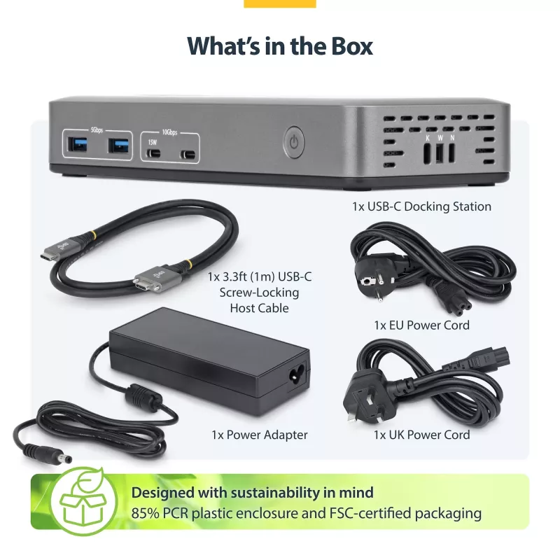 StarTech.com 199UE-USBC-DOCK nešiojamojo kompiuterio dokas / prievadų kopijuoklis Laidinis USB 3.2 Gen 2 (3.1 Gen 2) Type-C Pilka
