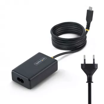StarTech.com 65W USB-C nešiojamojo kompiuterio įkroviklis, 1,5 m pritvirtintas USB-C kabelis, maitinimo adapterio blokas, skirtas Dell, XPS, HP ProBook, MacBook Pro, Microsoft Surface Pro