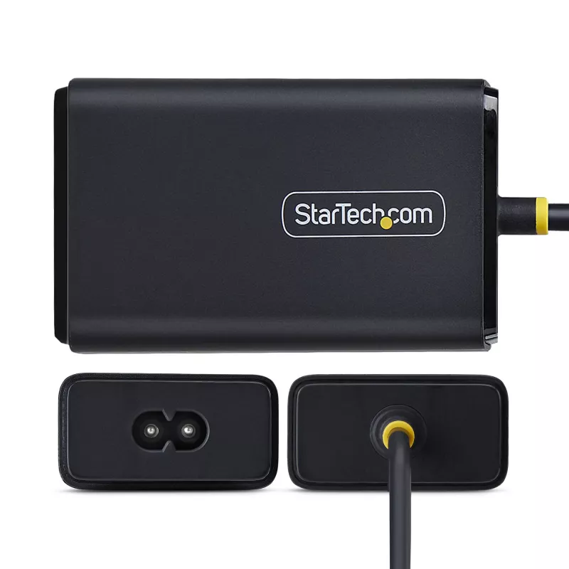 StarTech.com 65W USB-C nešiojamojo kompiuterio įkroviklis, 1,5 m pritvirtintas USB-C kabelis, maitinimo adapterio blokas, skirtas Dell, XPS, HP ProBook, MacBook Pro, Microsoft Surface Pro
