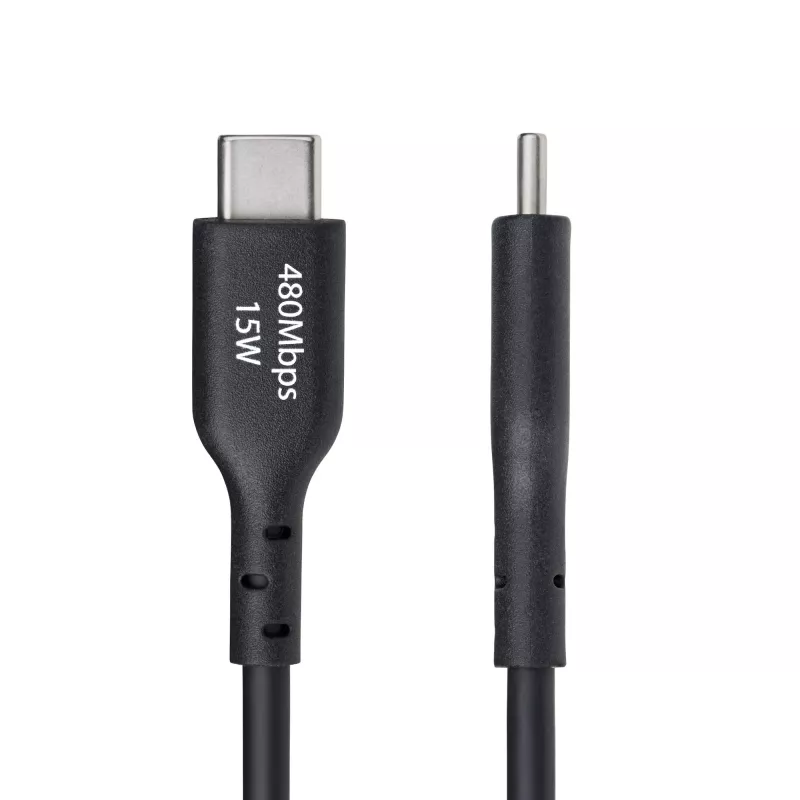 StarTech.com 15 cm USB-A į USB-C įkrovimo kabelis, įkrovimas ir sinchronizavimas, 3 A, USB 2.0, TPE apvalkalas – juodas USB įkrovimo laidas