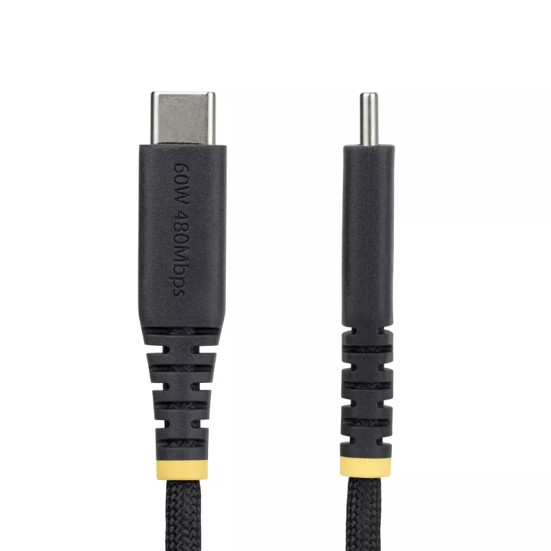 StarTech.com 1 m (3 pėd.) USB-C įkrovimo laidas, 60 W (3 A) PD, dviejų sluoksnių pintas nailoninis/TPE apvalkalas, tvirtas USB C įkrovimo laidas, USB 2.0 nešiojamojo kompiuterio įkroviklio laidas